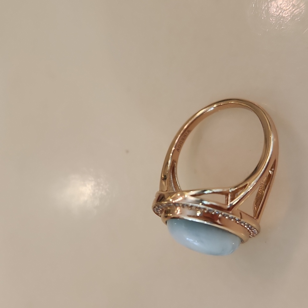 Elegant Blue Oval Stone .925 Plated Ring By Adornia - Picture 7 of 8